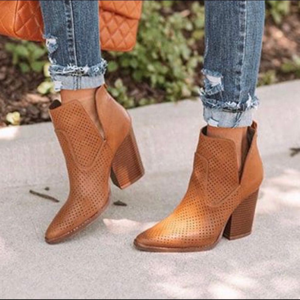 Brown Perforated Booties